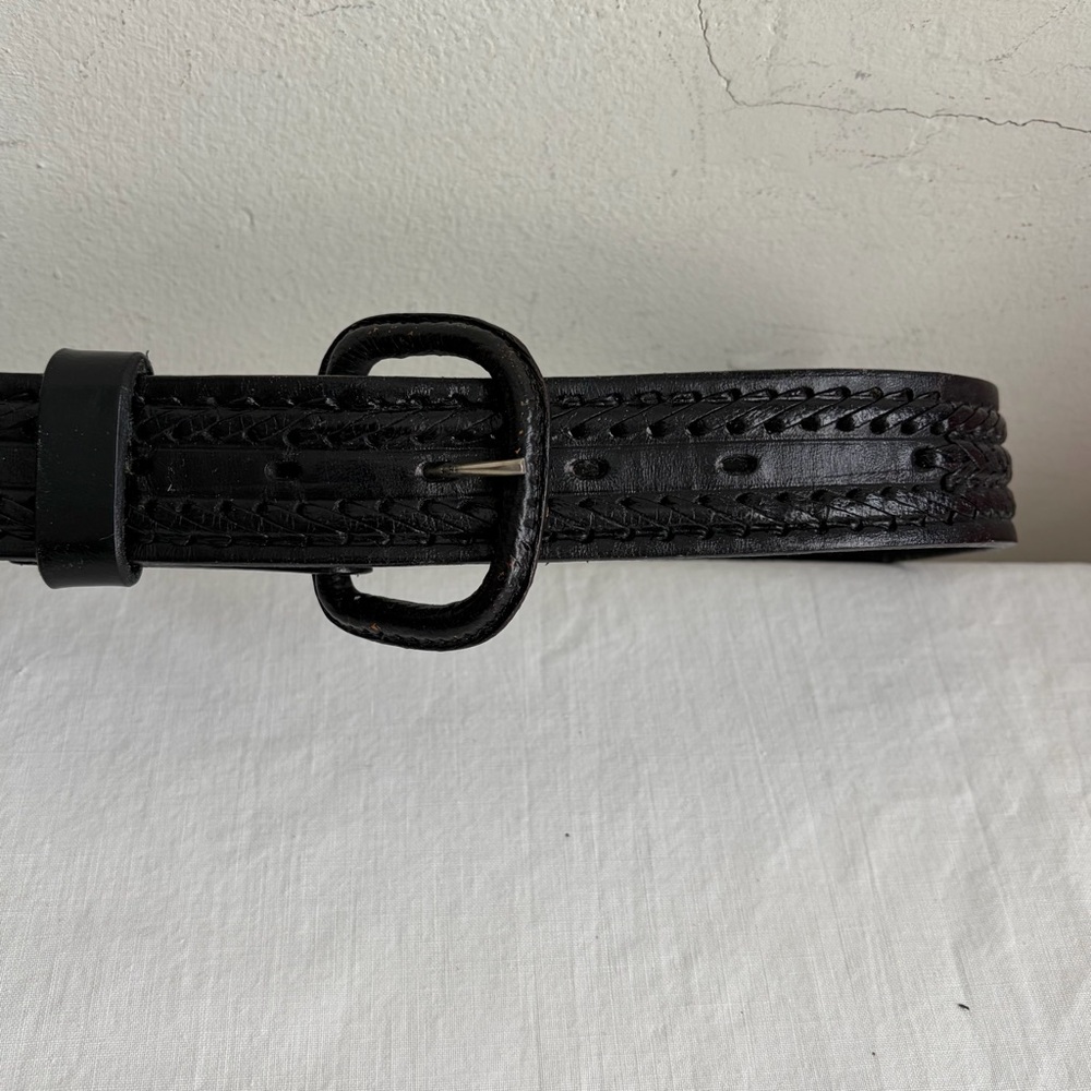 JC Mexico Black Woven Leather Men's Belt - Picture 5 of 15